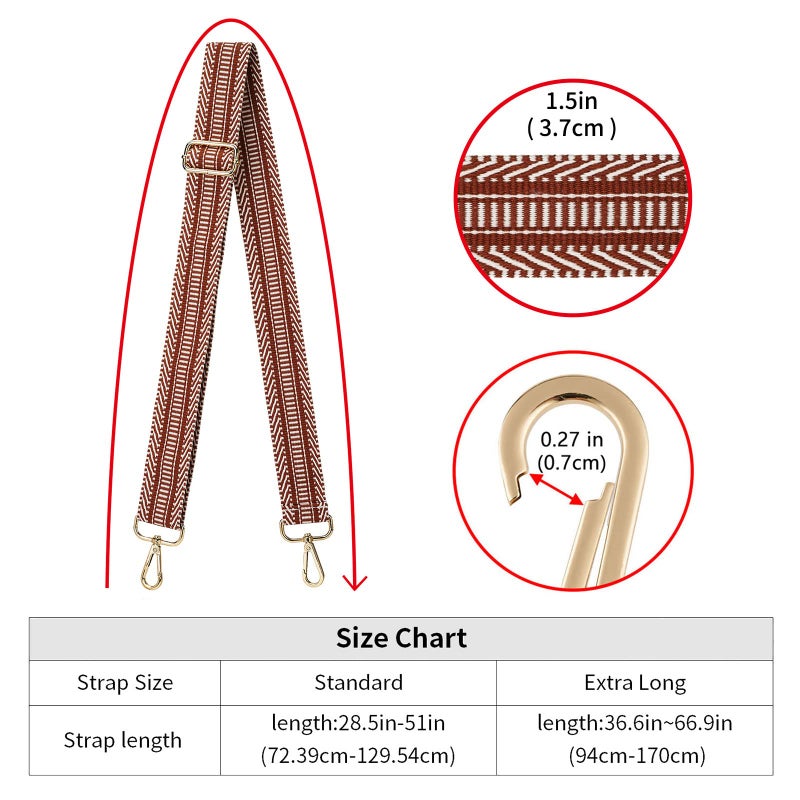 ZOOEASS Wide Shoulder Strap Adjustable Replacement Belt Guitar Style Crossbody Bag Handbag Strap Multicolor Canvas Straps(Wide:1.4in) (Color9) - Image 5